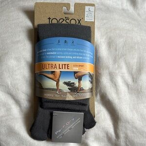 toesox Lightweight Ultra Sport Crew Toe Socks Large 10-12 Men NWT Charcoal Gray